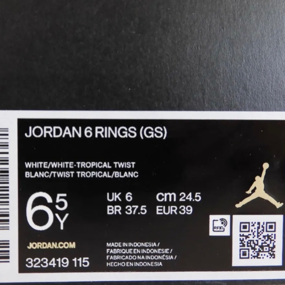 Jordan 6 Rings GS White/ Tropical Twist 6.5 Y